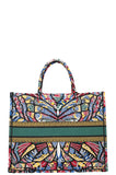 CHRISTIAN DIOR Butterfly Book Tote Large Green Blue