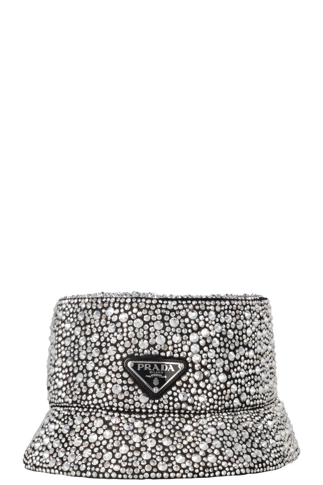 PRADA 2021 Logo Crytsal Embellished Bucket Hat