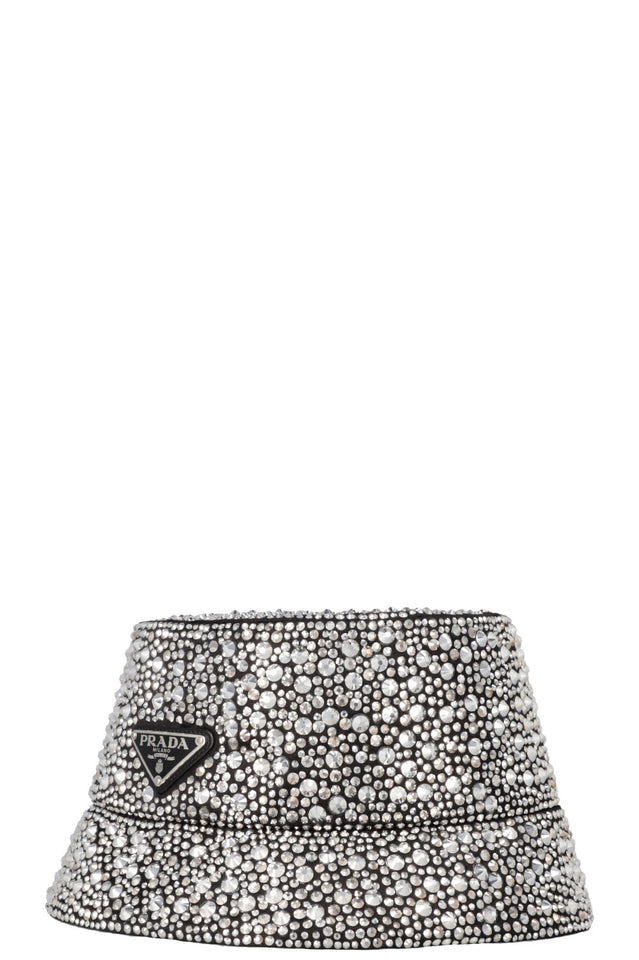 PRADA 2021 Logo Crytsal Embellished Bucket Hat