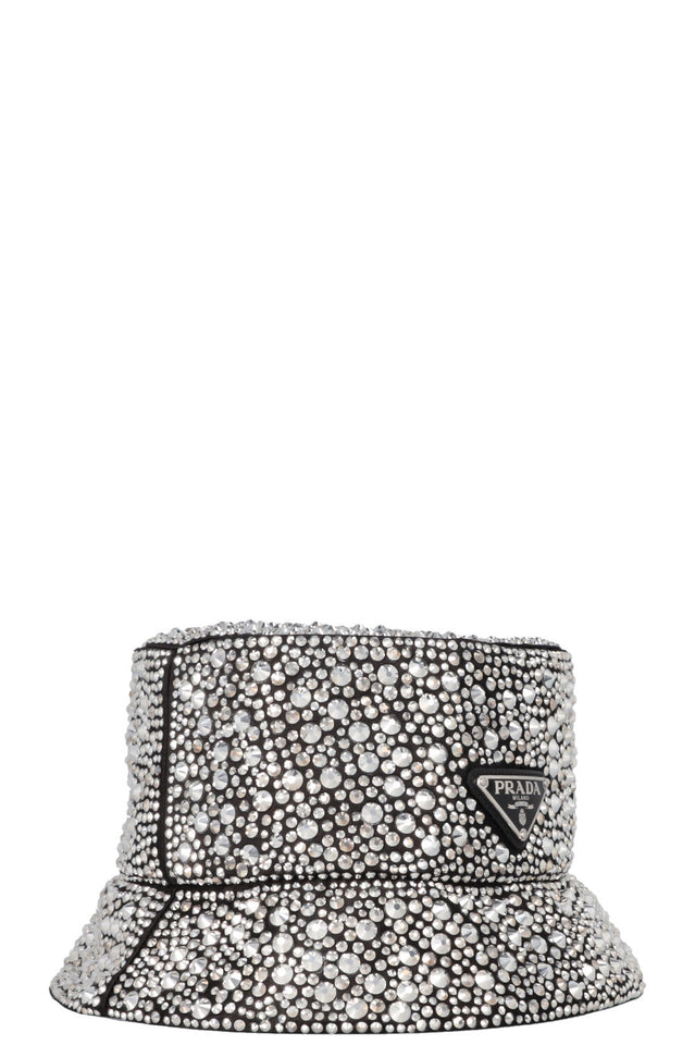 PRADA 2021 Logo Crytsal Embellished Bucket Hat