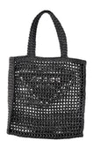 PRADA Crochet Raffia Tote Bag Black