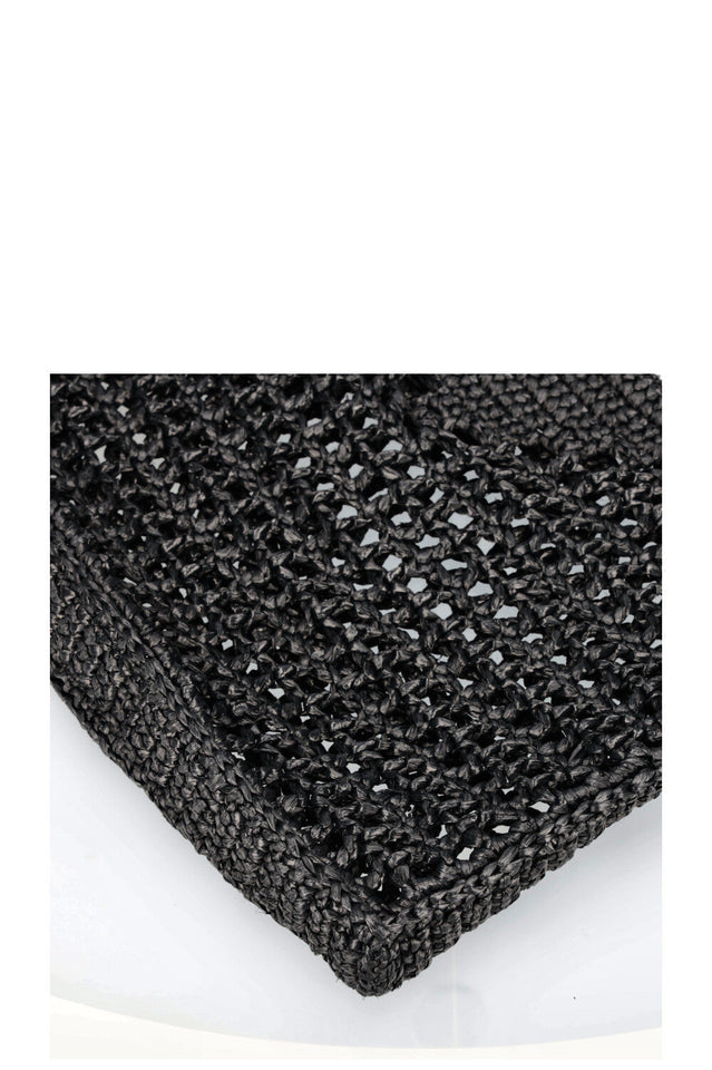 PRADA Crochet Raffia Tote Bag Black