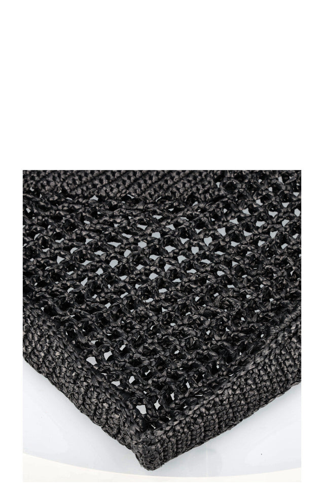 PRADA Crochet Raffia Tote Bag Black