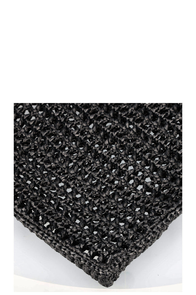 PRADA Crochet Raffia Tote Bag Black