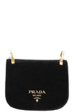 PRADA Pionniere Shoulder Bag Velvet & Leather Black & White