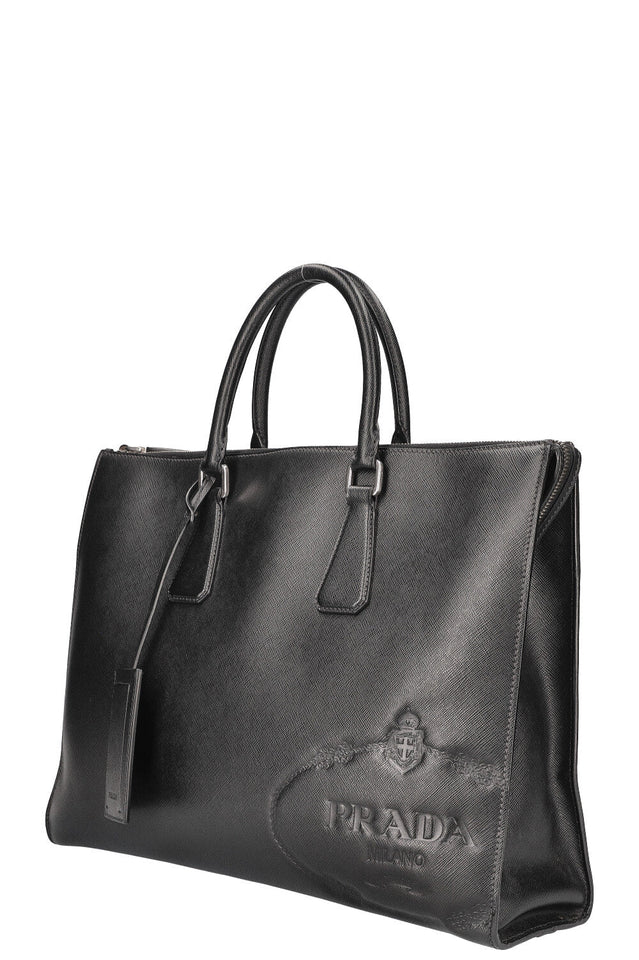 PRADA Logo Tote Bag Saffiano Black
