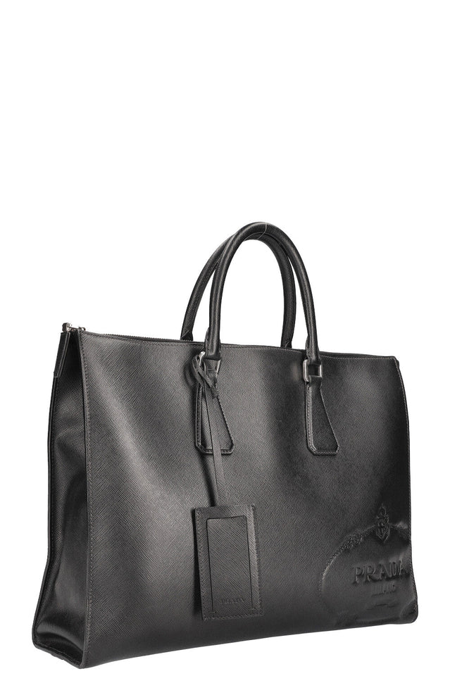 PRADA Logo Tote Bag Saffiano Black