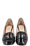 PRADA Logo Heels Patent Black