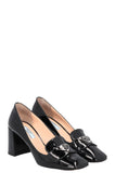 PRADA Logo Heels Patent Black
