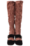 PRADA Buckled Boots Suede Brown Black