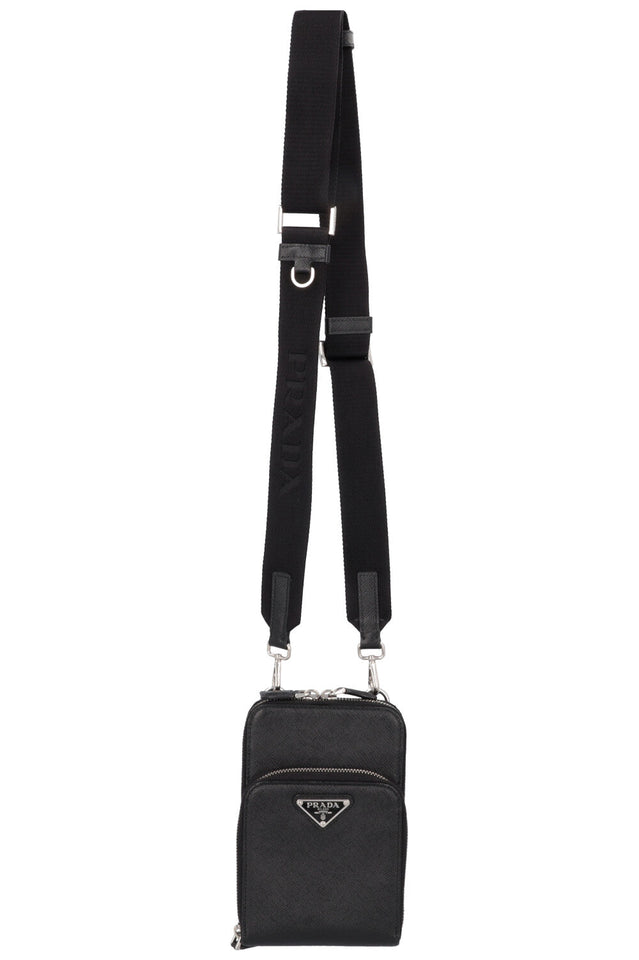 PRADA Smartphone Crossbody Bag Saffiano Black