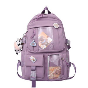 Canvas Women Backpack Kawaii Leisure Bookbag Travel Rucksack for Teenager Girls School Bag Cute Laptop