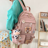 Canvas Women Backpack Kawaii Leisure Bookbag Travel Rucksack for Teenager Girls School Bag Cute Laptop