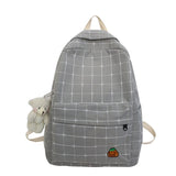 Canvas Women Bag Female Plaid Backpack For Teenager Leisure Travel Shoulder Men Black Schoolbag