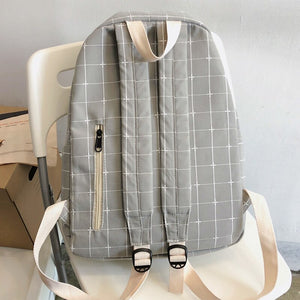 Canvas Women Bag Female Plaid Backpack For Teenager Leisure Travel Shoulder Men Black Schoolbag