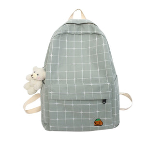 Canvas Women Bag Female Plaid Backpack For Teenager Leisure Travel Shoulder Men Black Schoolbag