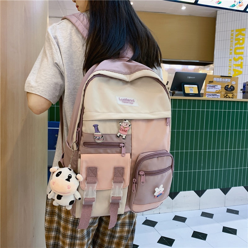 Kawaii Girl Backpack  Leisure Women Travel Bagpack Cute School Bag for Teenage Bookbag Femal Mochila Waterproof