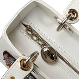 Dior Lady Dior Medium White Patch Embellished Leather Silver