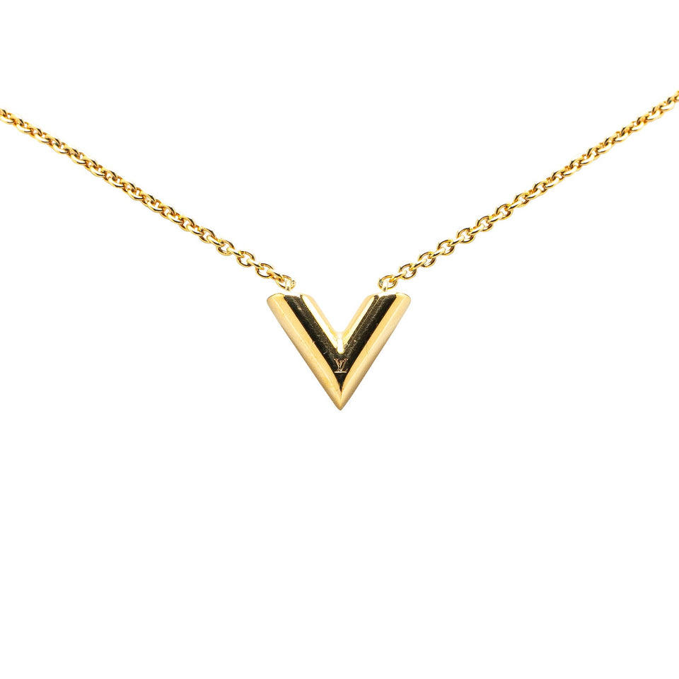 Gold Louis Vuitton Gold Plated Essential V Necklace