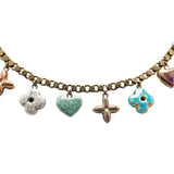 Brown Louis Vuitton Brass and Ceramic Baroque Charms Necklace