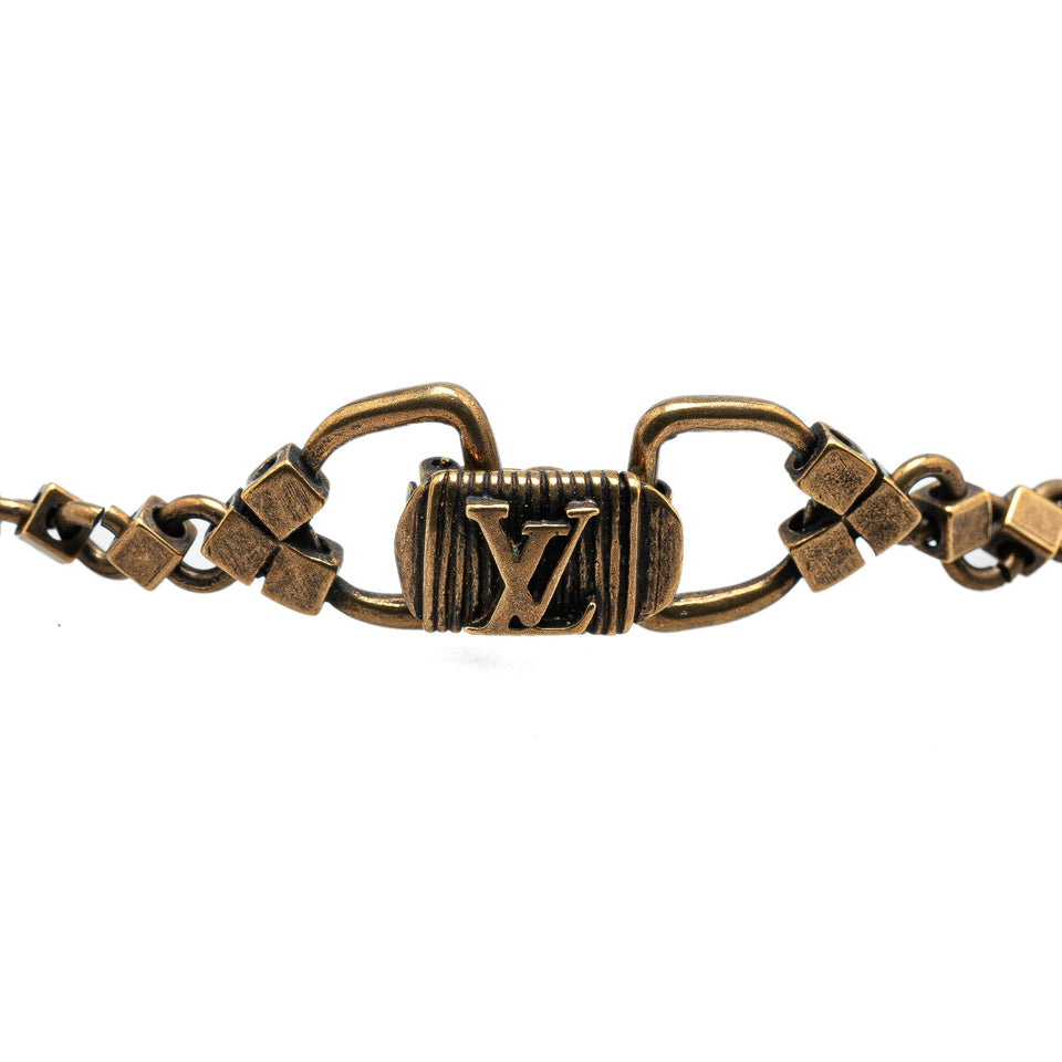 Brown Louis Vuitton Brass and Ceramic Baroque Charms Necklace