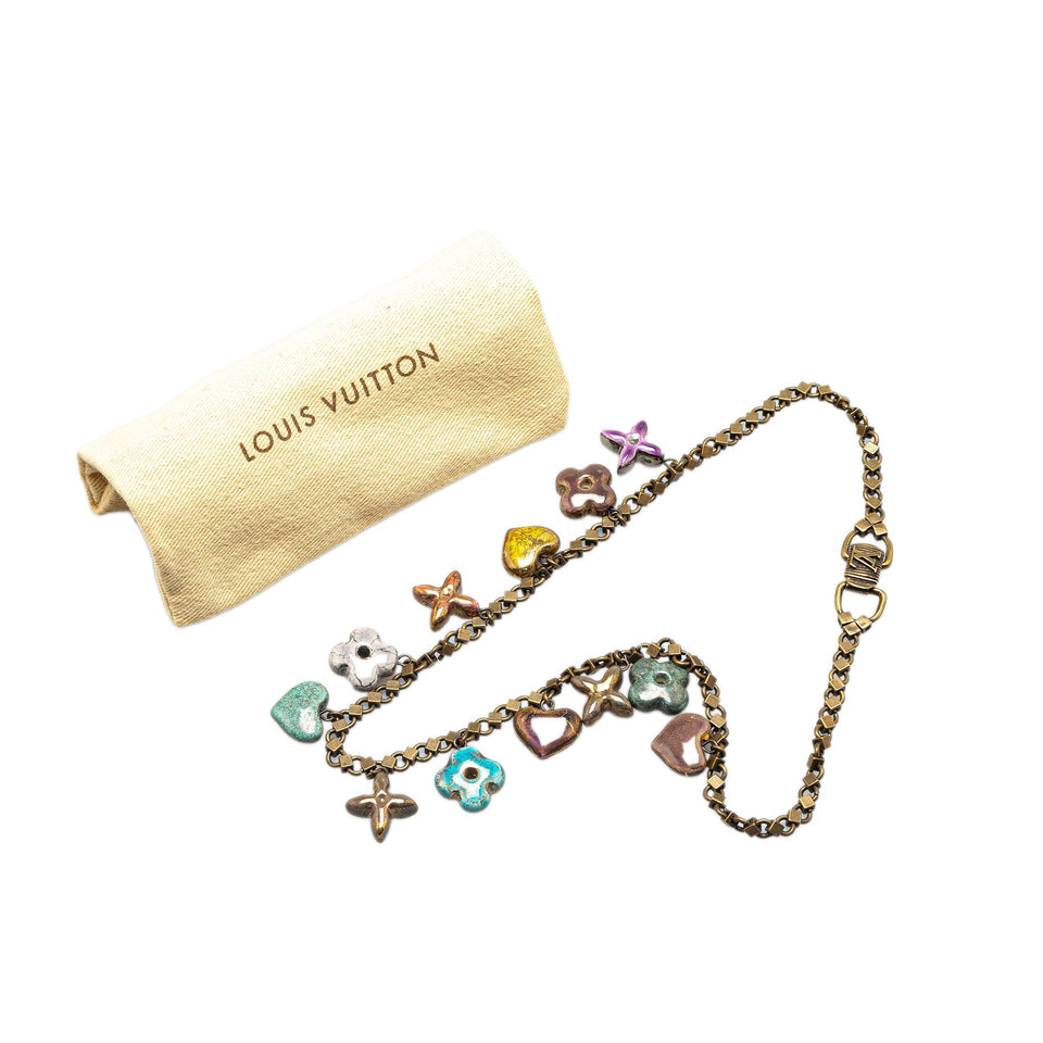 Brown Louis Vuitton Brass and Ceramic Baroque Charms Necklace