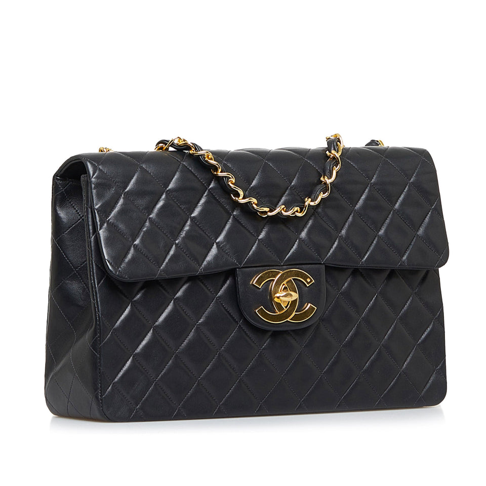 Chanel Classic Single Flap Maxi Black Lambskin Gold