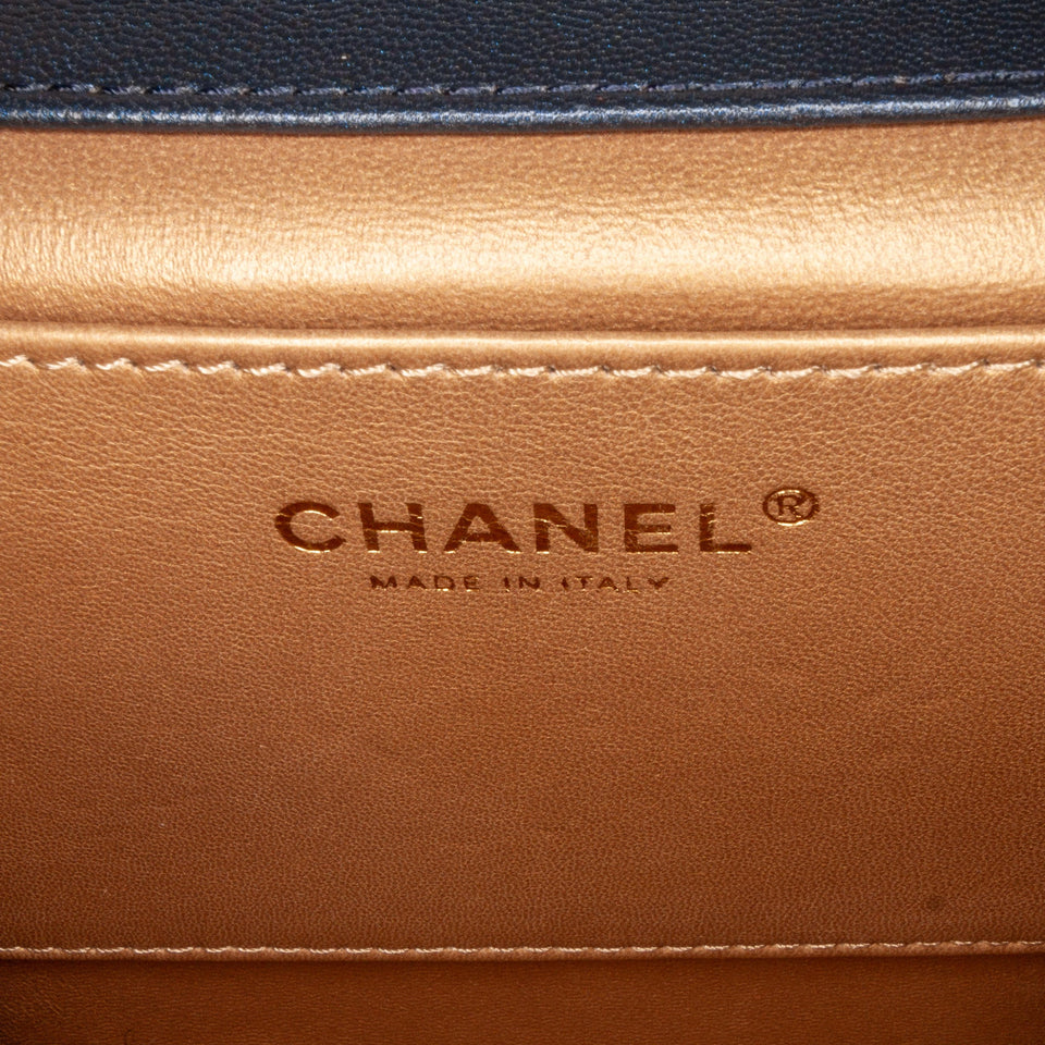 Chanel Flap Bag Chic Pearls Blue Lambskin Gold
