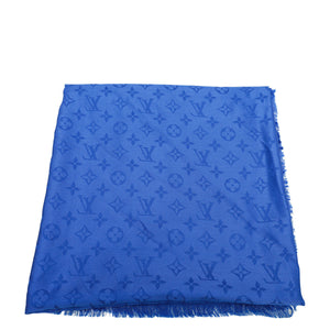 Louis Vuitton Electric Blue Monogram Classic Wool Silk Shawl