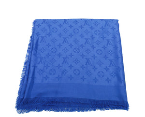 Louis Vuitton Electric Blue Monogram Classic Wool Silk Shawl