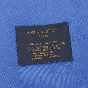 Louis Vuitton Electric Blue Monogram Classic Wool Silk Shawl
