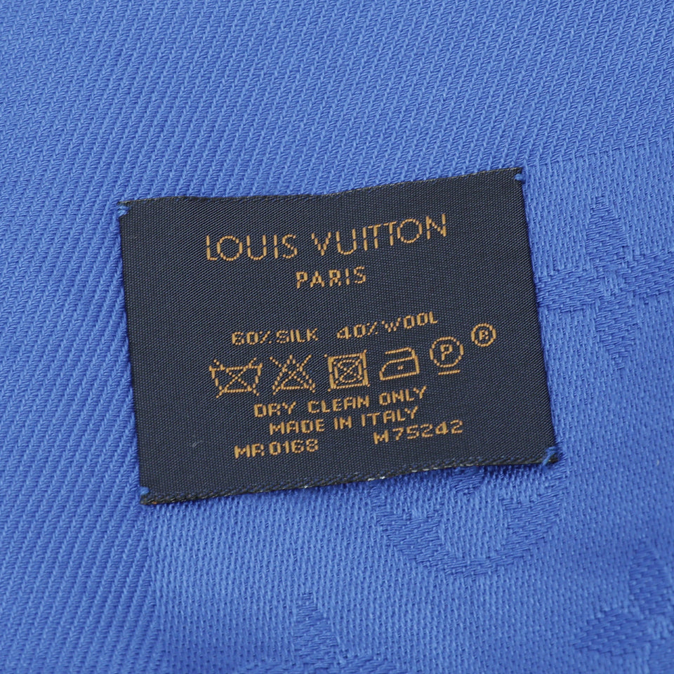 Louis Vuitton Electric Blue Monogram Classic Wool Silk Shawl