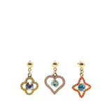 Gold Louis Vuitton Crystal Eye Candy Fleur Heart Drop Earrings