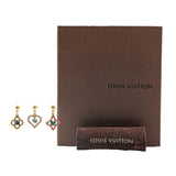 Gold Louis Vuitton Crystal Eye Candy Fleur Heart Drop Earrings