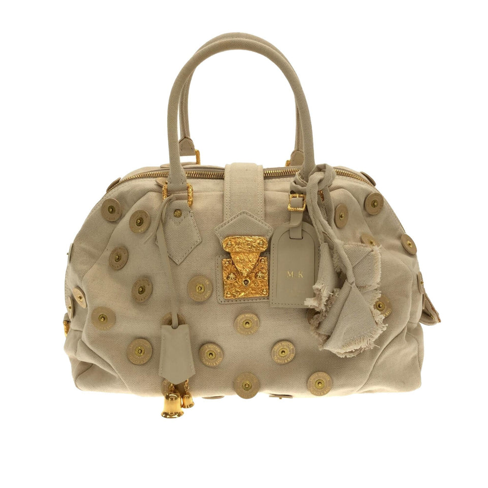 Louis Vuitton Brass Bowly Polka Dot Panama Bag (SHG-v0HWKI)