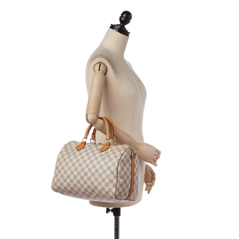 Louis Vuitton Damier Azur Speedy Bandouliere 30 (SHG-33117)