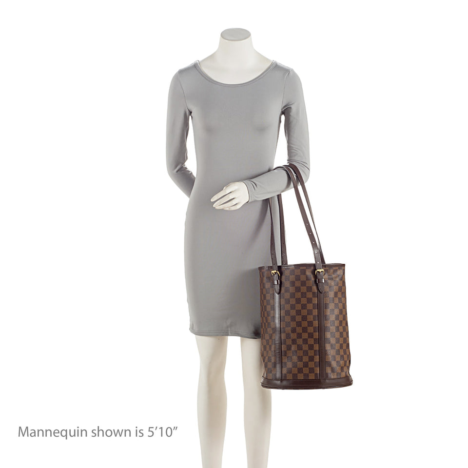 Louis Vuitton Damier Ebene Marais Bucket Tote (SHF-k1ofZU)