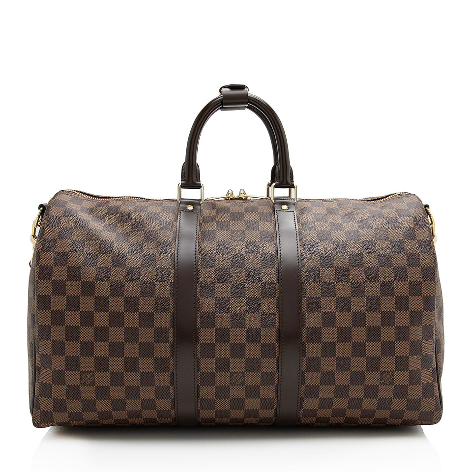 Louis Vuitton Damier Ebene Keepall Bandouliere 45 Duffel Bag (SHF-22790)