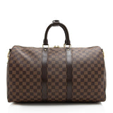Louis Vuitton Damier Ebene Keepall Bandouliere 45 Duffel Bag (SHF-22790)