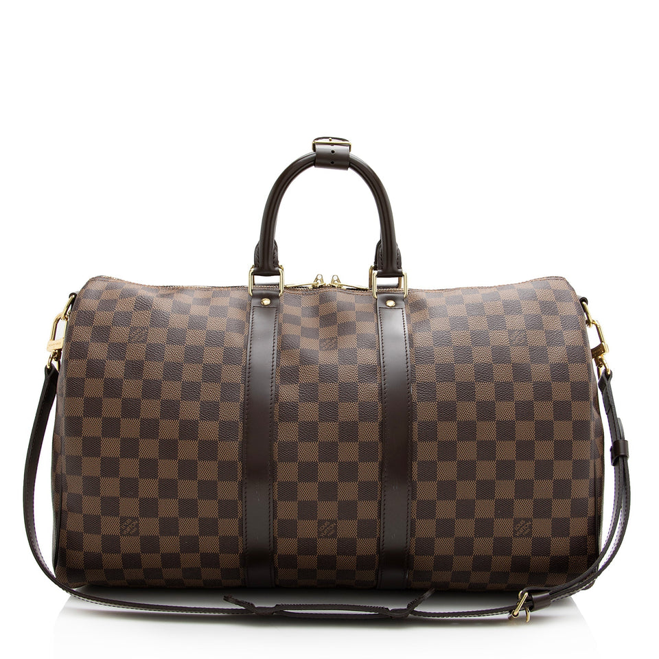 Louis Vuitton Damier Ebene Keepall Bandouliere 45 Duffel Bag (SHF-22790)