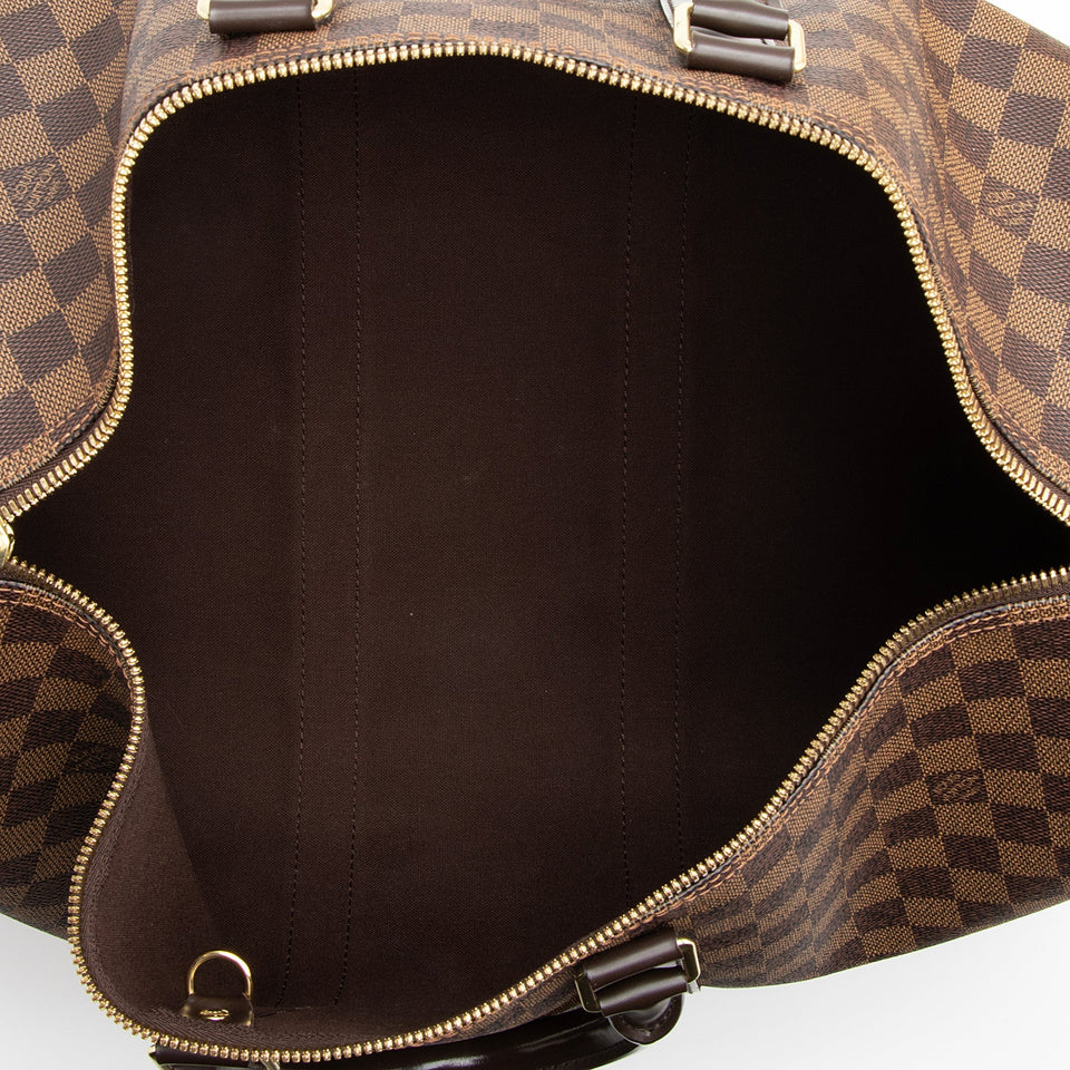 Louis Vuitton Damier Ebene Keepall Bandouliere 45 Duffel Bag (SHF-22790)