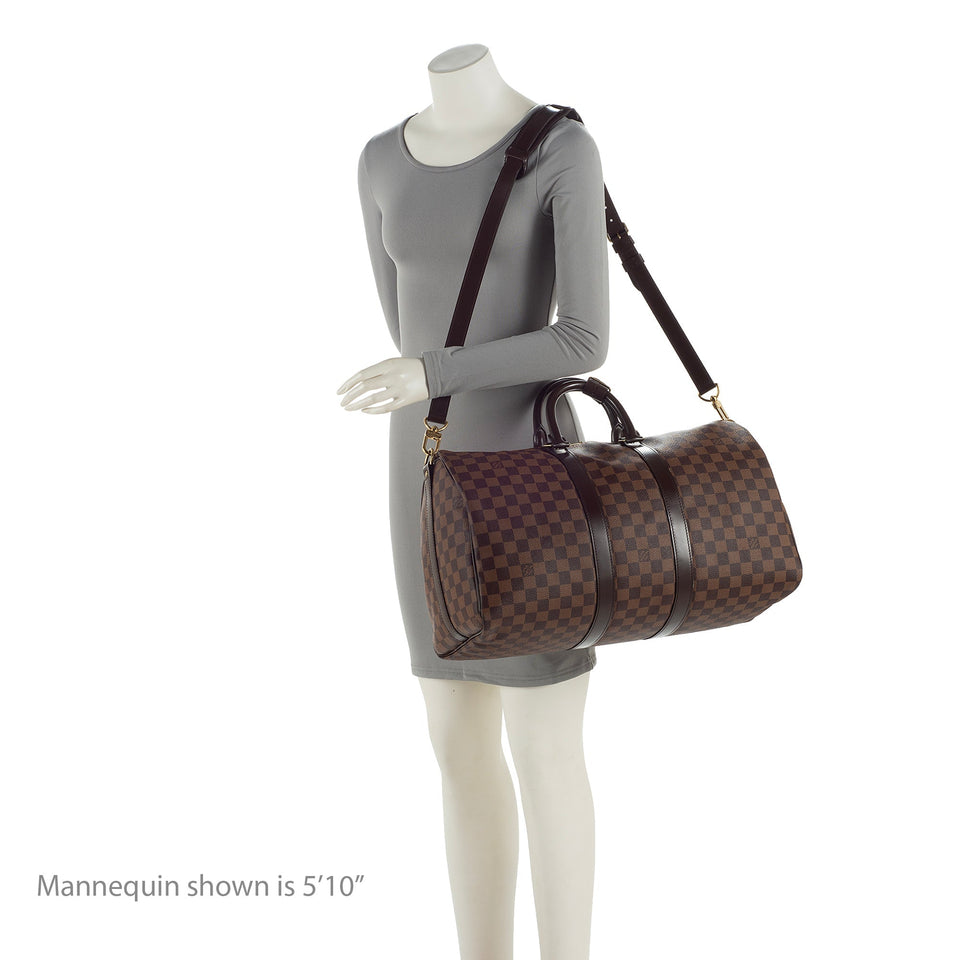 Louis Vuitton Damier Ebene Keepall Bandouliere 45 Duffel Bag (SHF-22790)