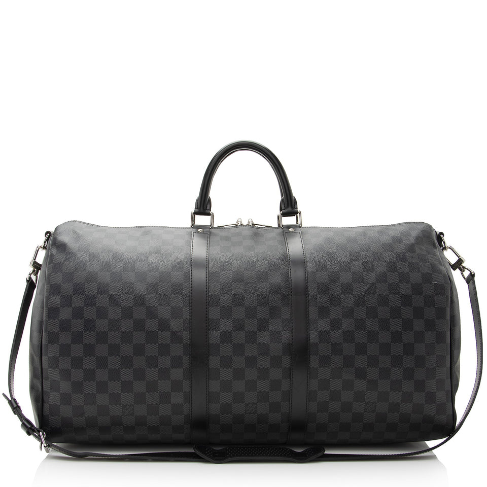 Louis Vuitton Damier Graphite Keepall Bandouliere 55 Duffel Bag (SHF-22704)