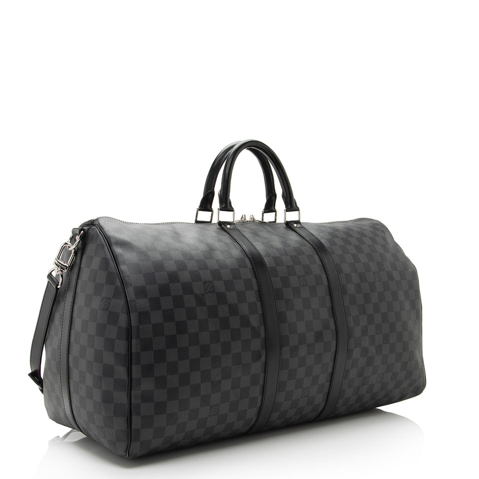 Louis Vuitton Damier Graphite Keepall Bandouliere 55 Duffel Bag (SHF-22704)