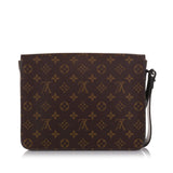 Louis Vuitton Monogram Macassar S Lock A4 Pouch (SHG-7uwojo)