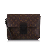Louis Vuitton Monogram Macassar S Lock A4 Pouch (SHG-7uwojo)