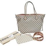 Louis Vuitton Neverfull Azur 2022 Mm Limited Edition Braided Cross Strap Damier Tote LV-B0330P-A001