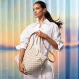 Louis Vuitton Neverfull Azur 2022 Mm Limited Edition Braided Cross Strap Damier Tote LV-B0330P-A001