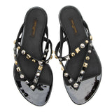 Louis Vuitton Patent Leather Studded Slide Sandals - Size 8 / 38 (SHF-23338)