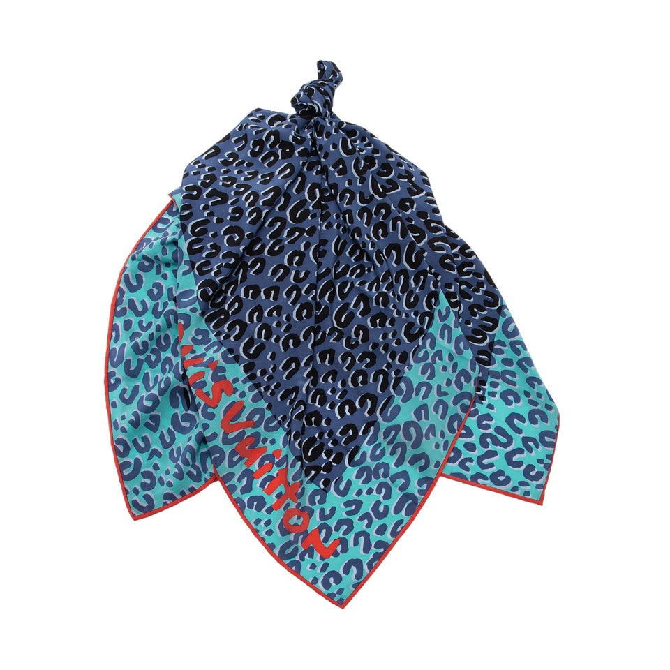 Louis Vuitton Silk Stephen Sprouse Monogram Leopard 140cm Shawl (SHF-UHiZwV)